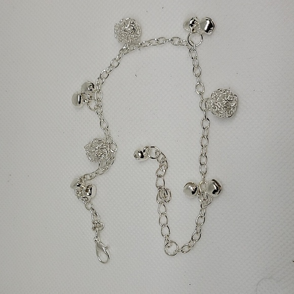 Charm Balls Faux Diamond Bracelet for Ankle or Wrist 9" + 2.5" Extension - Picture 1 of 2